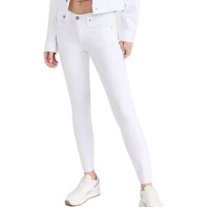 AG The Prima Mid Rise White Cigarette leg Stretch Jeans | Size 31